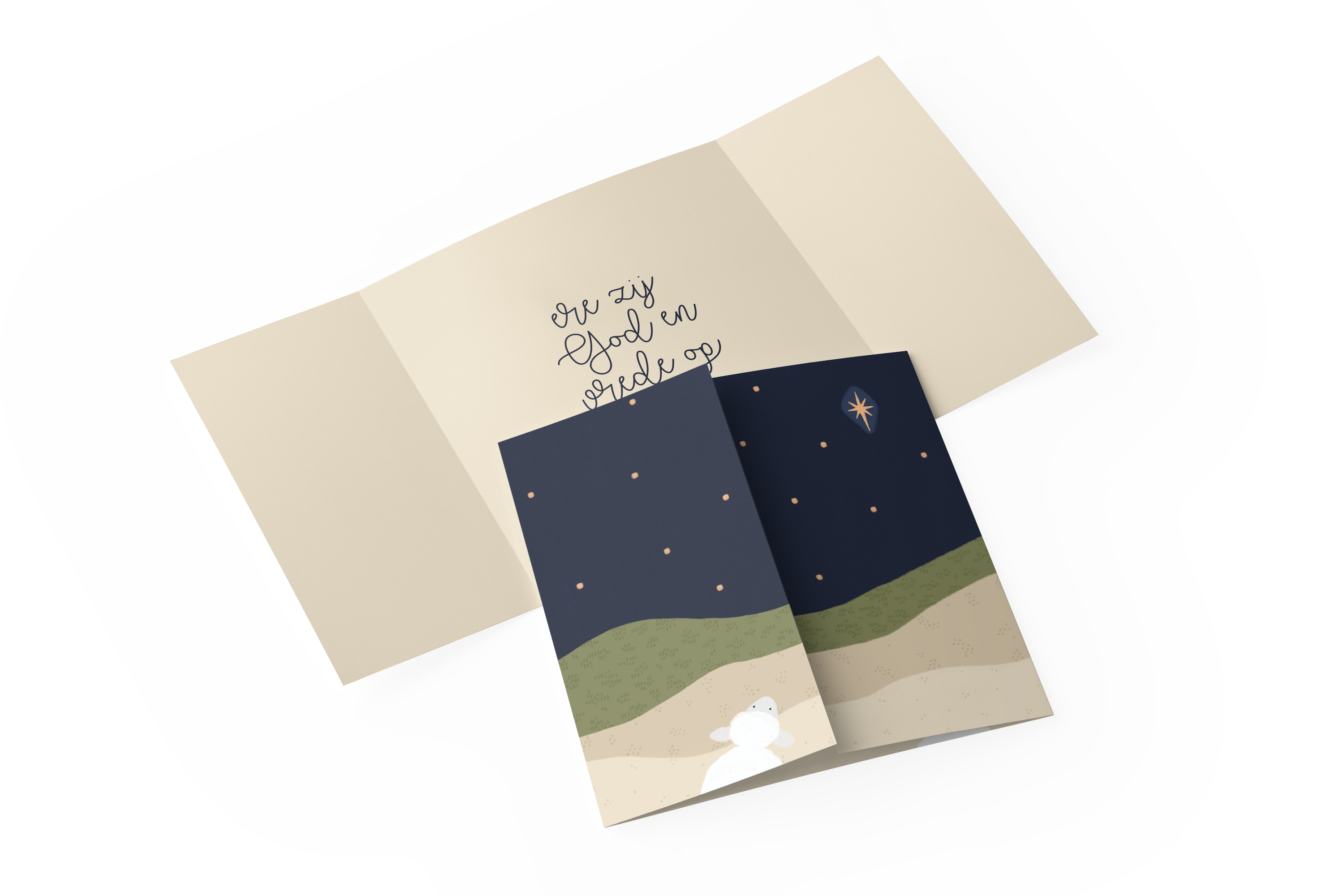 Kerstkaart - ere zij God en vrede op aarde